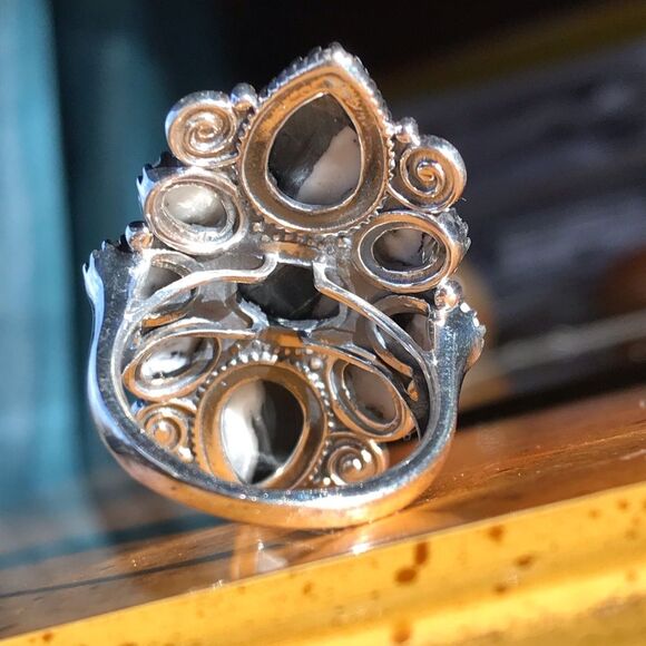 White Buffalo Turquoise Sterling Silver Ring Size 7 - Picture 7 of 9